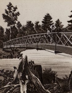 Cascate del Niagara: Ponte per Second Sister Island (litografia) da American School