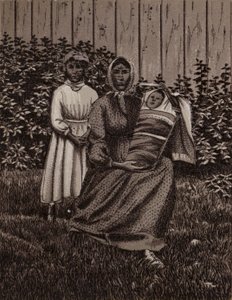 Cascate del Niagara: Famiglia indiana (litografia) da American School