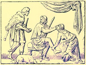 Ulisse riconosciuto dalla sua nutrice, illustrazione da History of Greece di Victor Duruy, pubblicato nel 1890 da American School