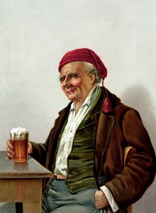 Vecchio con una birra in un pub da American School