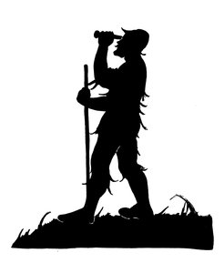 Uno di un set di silhouette di Robinson Crusoe da American School