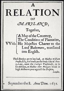Opuscolo sulla colonia del Maryland emesso dal Secondo Lord Baltimore