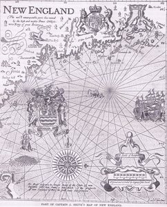 Parte della mappa del Capitano J Smith del New England, illustrazione da 