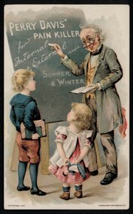 Perry Davis antidolorifico, pubblicità metà XIX secolo da American School