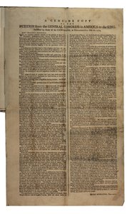 Petizione del Congresso Generale in America al Re, Congresso Continentale, 26 ottobre 1774