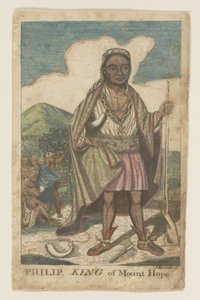 Filippo, Re di Mount Hope, pub. 1772 (incisione colorata a mano) da American School