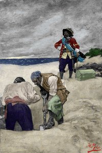 Il capitano pirata William Kidd (1645-1701) seppellisce il suo tesoro sull