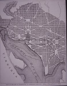 Piano della città di Washington DC come progettato da Pierre Charles L