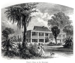 Casa del piantatore sul Mississippi, inciso da J.H. Ellawell da American School