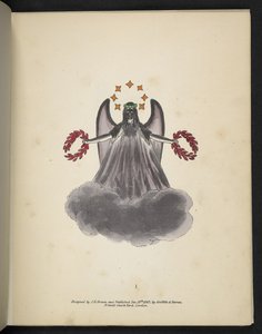 Tavola 1. Un angelo oscuro. Spectropia; o, Sorprendenti illusioni spettrali che mostrano fantasmi ovunque, e di qualsiasi colore, ecc. ser. 1. J.H. Brown, 1864 da American School