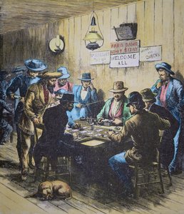 Giocare a Faro in un saloon a Cheyenne, Wyoming, c.1870