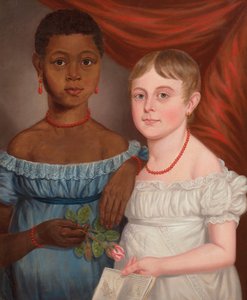 Ritratto di due ragazze, inizio XIX secolo (olio su tela) da American School