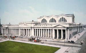Cartolina della stazione di Pennsylvania, New York City da American School