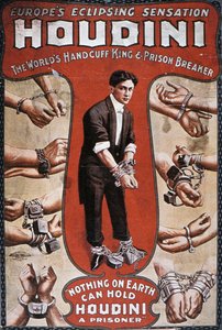 Poster pubblicitario per una performance di Houdini da American School
