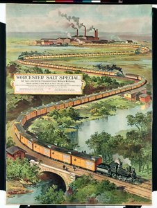 Poster pubblicitario del Worcester Salt Special, 162 auto avviate dal Presidente eletto McKinley, 1897