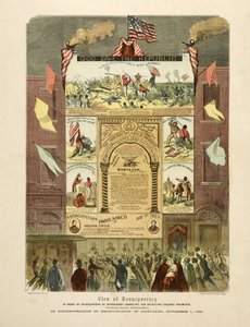 Poster che celebra "Emancipazione nel Maryland, 1 novembre" da American School