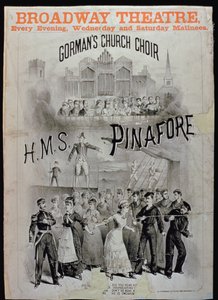 Poster per HMS Pinafore, eseguito dal coro della chiesa di Gorman al Broadway Theatre
