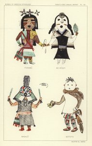 Powamu, So Wuqti, Masauu, Eototo (litografia a colori) da American School