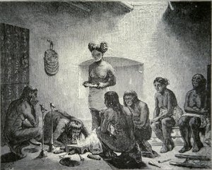 Pregando per la pioggia, c.1880 (incisione)