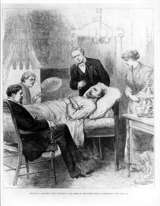 Il presidente Garfield ferito nella sua stanza alla Casa Bianca, Washington