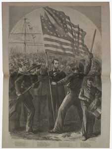 Il presidente Lincoln coinvolto nella battaglia di Fort Stevens, illustrazione da "Harper