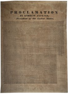 Proclamazione di Andrew Jackson (1767-1845), Presidente degli Stati Uniti, 10 dicembre 1832 da American School