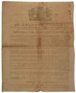 Proclamazione in nome di Francis Bernard, Governatore della Baia del Massachusetts: annuncio di un giorno di digiuno durante la guerra franco-indiana, 8 aprile 1761 da American School
