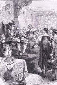 Puritani davanti a Giacomo I, illustrazione da 