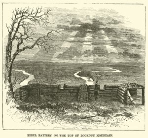 Batteria ribelle sulla cima di Lookout Mountain, novembre 1863 da American School