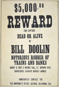 Manifesto di ricompensa per Bill Doolin (1858-96) da American School