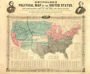 Mappa politica di Reynolds degli Stati Uniti, c.1850 da American School