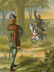Robin Hood ferma il cavaliere in armatura nera da American School
