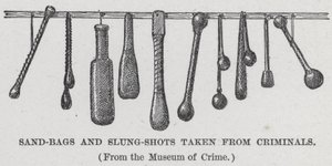 Sacchi di sabbia e mazze prese dai criminali (litografia) da American School