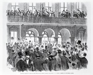Riunione di Secessione davanti alla Mills House, Meeting Street, Charleston, Carolina del Sud, c.1860 da American School