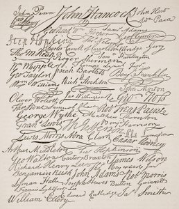Firme alla Dichiarazione di Indipendenza, 1776, illustrazione da Cassells Illustrated History of England da American School