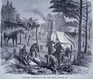 Cimitero dei soldati nel campo vicino a Falmouth, Virginia da American School
