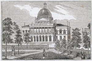 Vista meridionale della State House a Boston su Beacon Street, da 