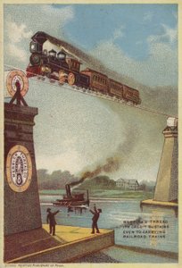 Treno a vapore che attraversa il fiume da American School