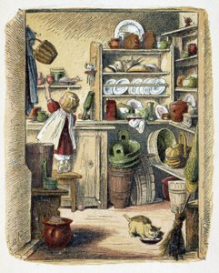 Dispensa in cucina in "Schnik, schnak, trifles for the little ones", giochi per bambini. ed. London- Georges Ronthedge and sons. New York, The broad way Ludgate n.d. c. 1890. da American School