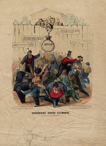 Sospensione dei pagamenti in specie, pubblicato a Filadelfia, c. 1857 da American School