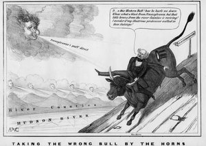Prendere il toro sbagliato per le corna, pubblicato da John Childs, New York, c.1840 da American School