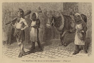 Il Boeuf-Gras, il bue grasso, è condotto nella processione (incisione) da American School