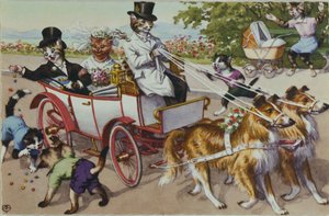 Gli sposi, cartolina americana dei primi del XX secolo da American School