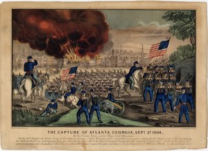La cattura di Atlanta, Georgia, 2 settembre 1864, pub. da Currier & Ives, c.1864 da American School