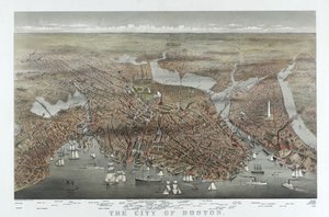 La città di Boston, pub. 1873 (litografia a colori)