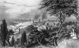 La città di Cincinnati, Ohio, da Picturesque America Volume II, stampato a New York nel 1872 da American School