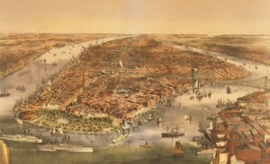 La città di New York, pub. da Currier e Ives, 1870 da American School