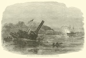Il Ram Confederato Albemarle attacca le cannoniere federali al largo di Plymouth, ottobre 1864 da American School