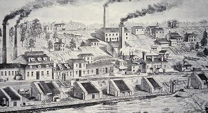 La fabbrica di polvere da sparo Du Pont, sul fiume Brandywine da American School