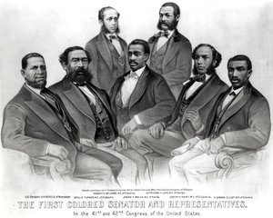 Il primo senatore e rappresentanti di colore, nel 41° e 42° Congresso degli Stati Uniti, pubblicato da Currier e Ives, 1872 da American School